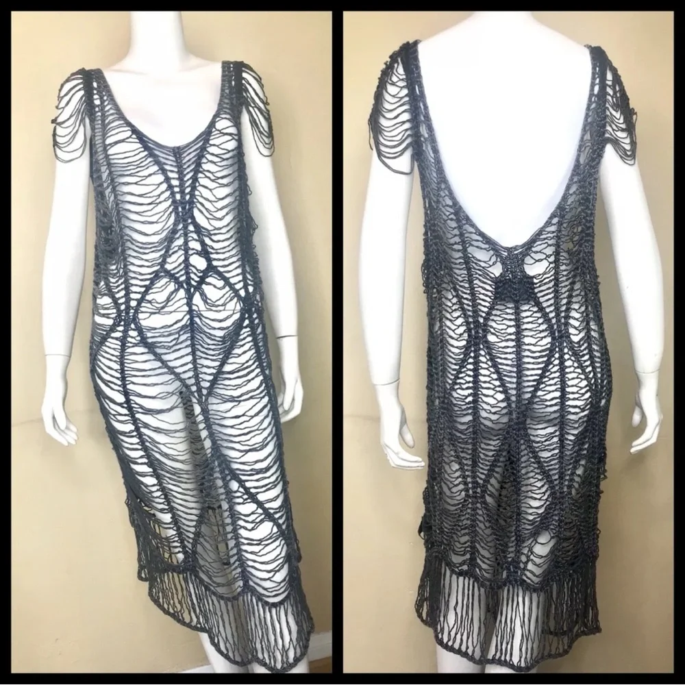 ALL SAINTS BEX FLAPPER CROCHET DRESS - Picture 3 of 4